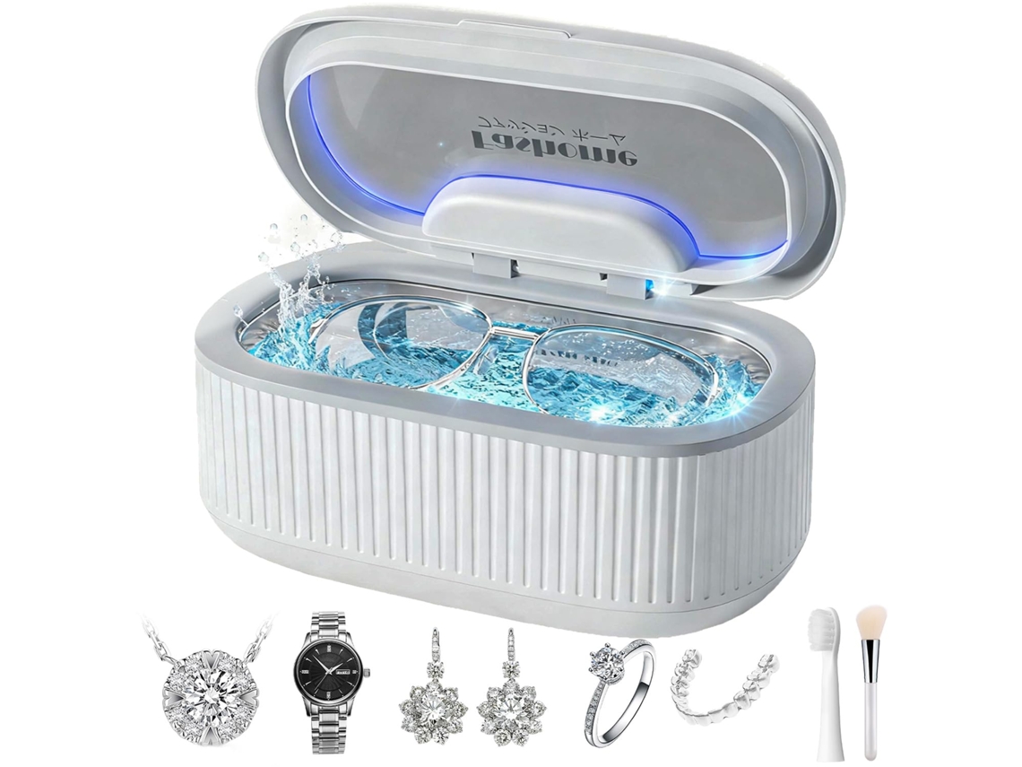 Limpador Ultrassônico De Joias Com Cesto/suporte, Limpador Ultrassônico Com Potência Ajustável Para Brincos De Retenção (branco)