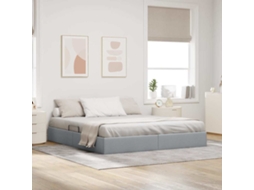 Vidaxl Cama Com Armazenamento Cinzento-claro 193 X 203 Cm Tecido