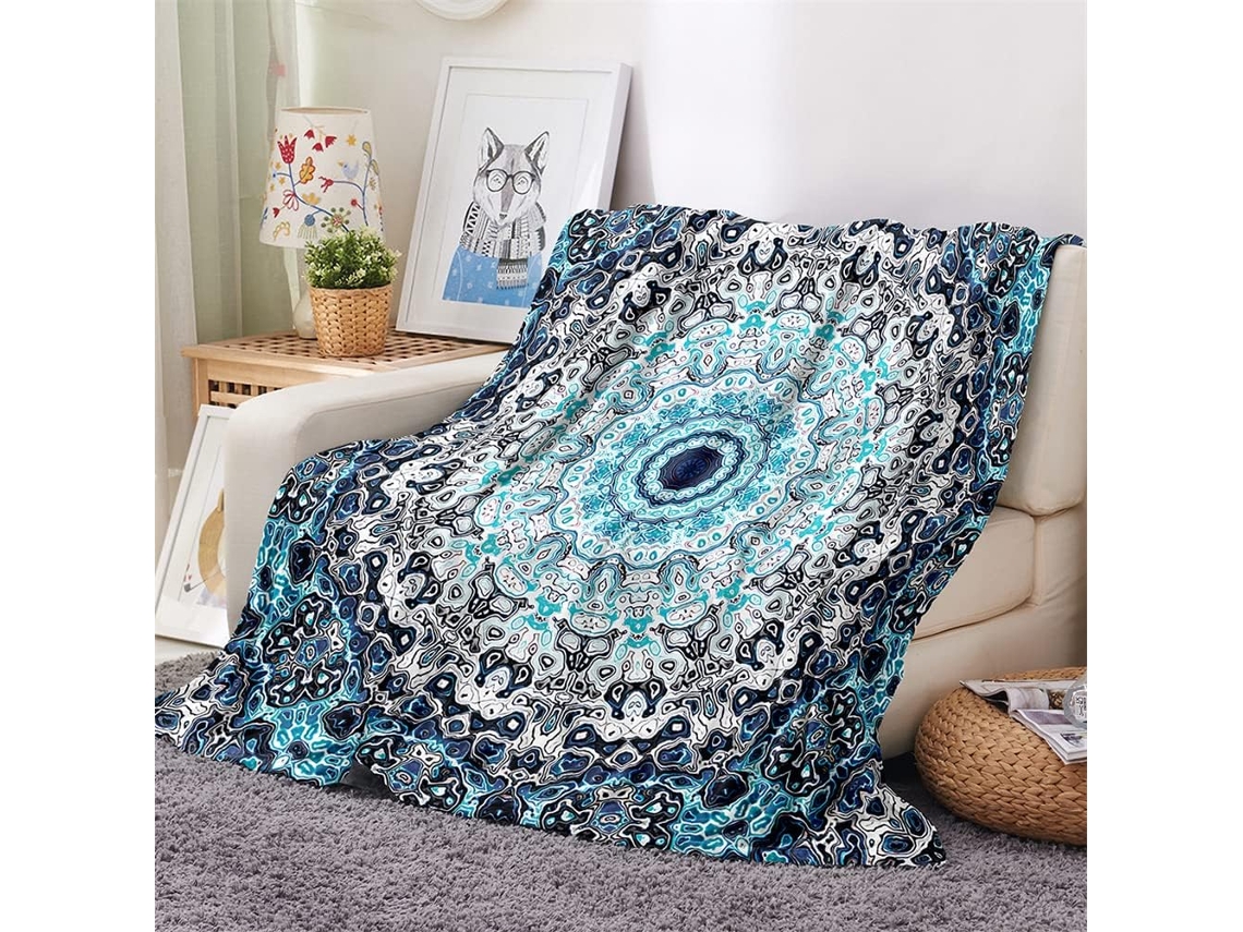 Manta de Flanela Fansu Estampa Mandala 3d Macia e Felpuda Ideal para o Inverno Perfeita Cama Ou Sofá Adequada