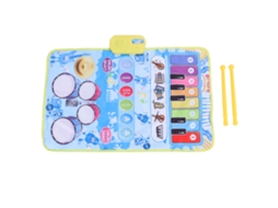 Mali tapete Musical Bebê 2 em 1 Piano e Bateria 13 Teclas 5 Instrumentos Sons Interativos Azul