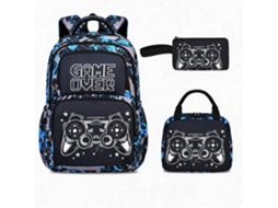 Mochila De Estudante 3pcs Com Desenho De Videojogos Para Rapaz (azul)