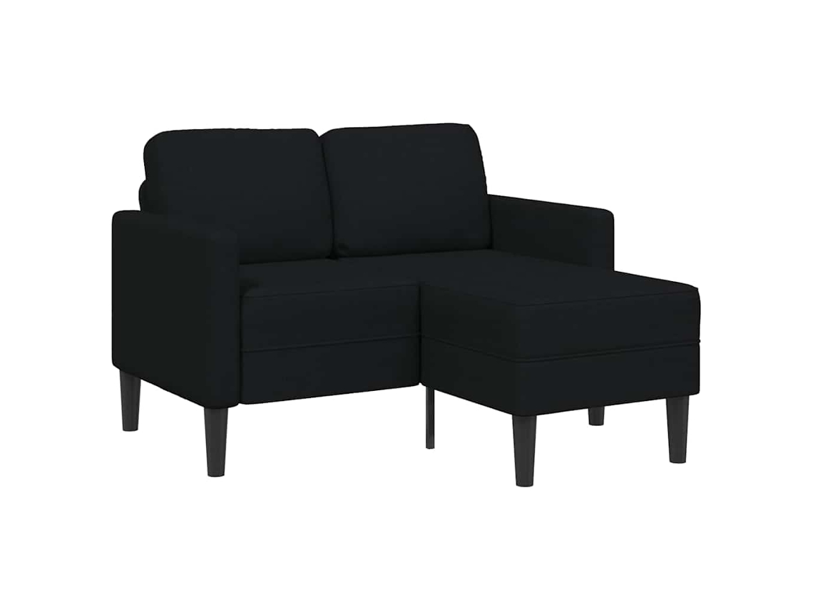 Vidaxl Sofá 2 Lugares Com Chaise Em L 125 Cm Tecido Preto