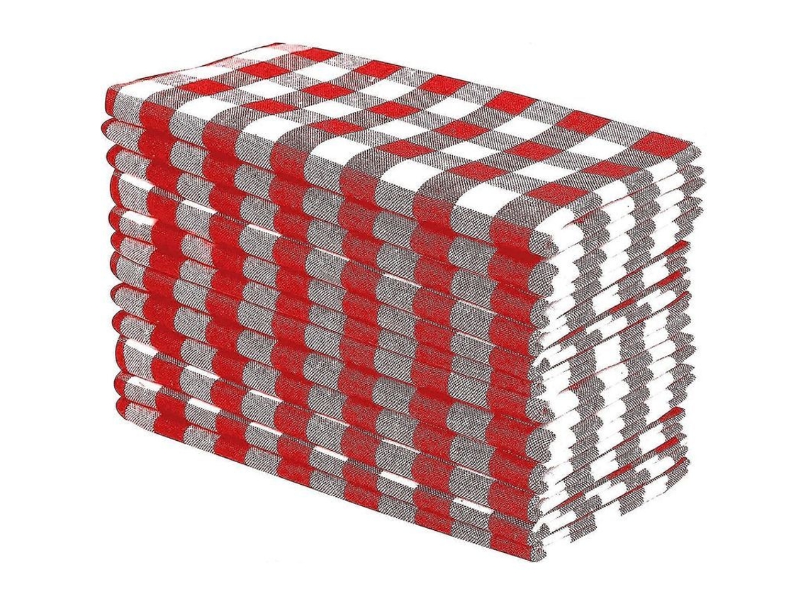 Kit de 12 guardanapos de mesa gingham vermelho e branco 100% algodão 18x18 polegadas S/MARCA