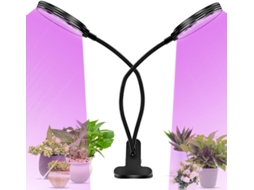 Luminária de jardim Brilvibera 30W 360° com espectro total, 3 níveis de brilho e temporizador, ideal para uso interno e externo (cabeça dupla).