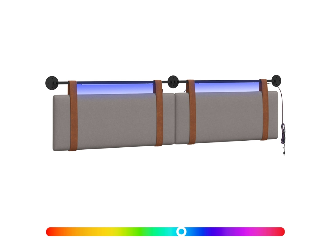 Conjunto 1 Cabeceira Suspensa Vidaxl Castanho-acinzentado Couro Sintético (210 X 55 X 5 Cm)