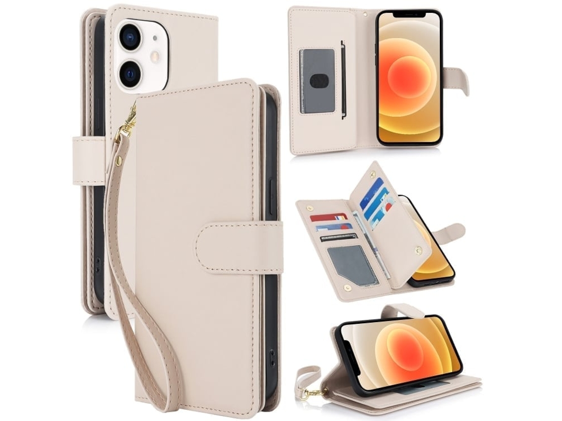Capa Carteira De Couro Para Iphone 12 - Com Rfid - Para Vários Cartões