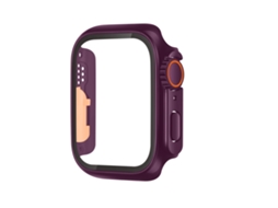 Apple Watch Series 9/8/7 45mm Filme Temperado Híbrido peça Caixa de Relógio Integrada (Roxo Laranja)