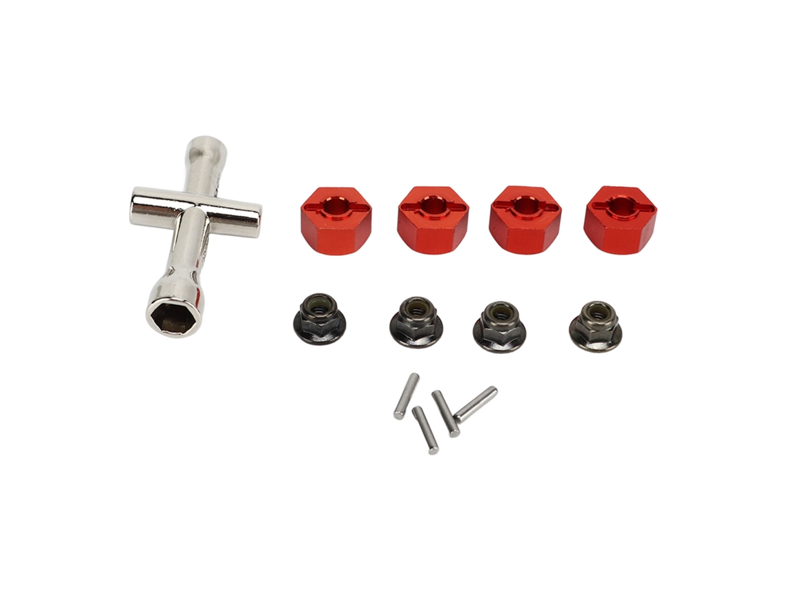 Mali adaptadores de Roda Hex 12mm de Alumínio com Chave Cruzada para Upgrade de Carros Rc Acessórios Vermelhos