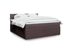 Vidaxl Cama Com Molas/colchão 180x200 Cm Tecido Castanho-escuro