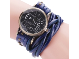 Relógio de pulso CCQ Retro Bronze Custom Leather Round Quartz Azul