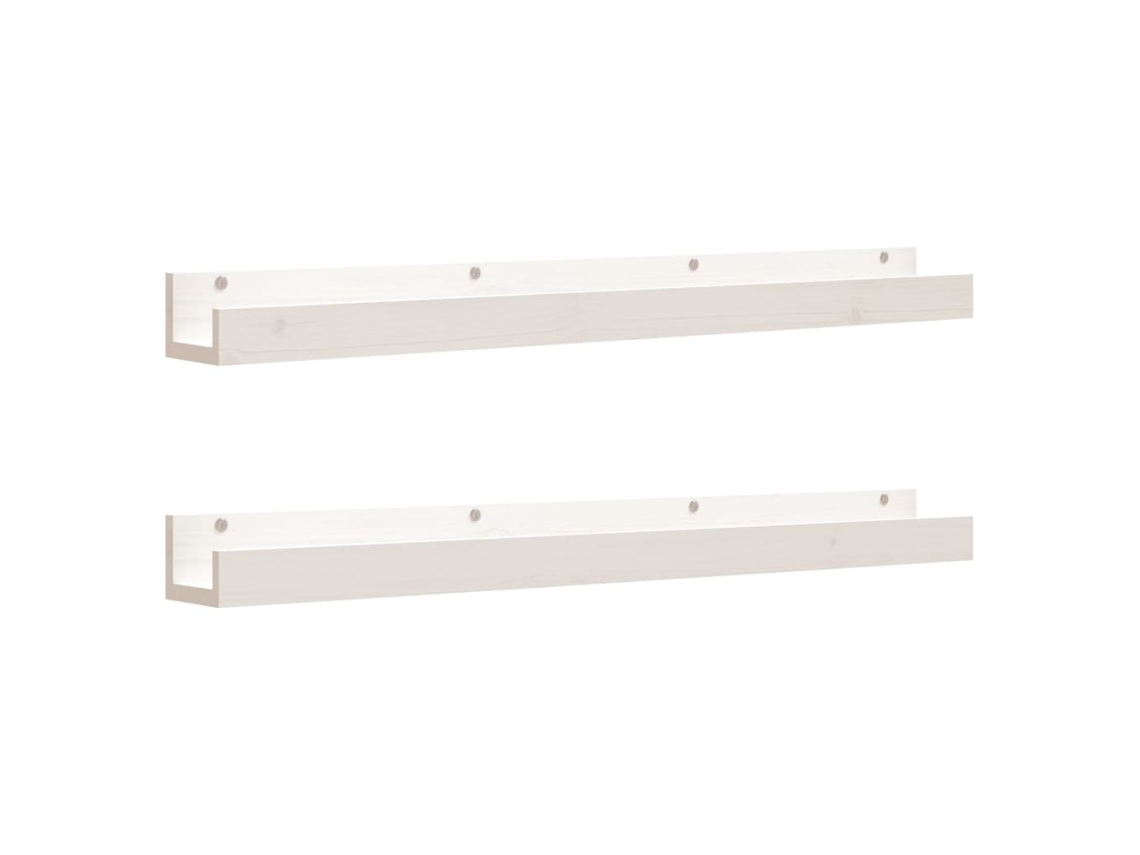 Conjunto de Prateleiras de Parede 110x12x9 cm Pinho Maciço Branco MAISON EXCLUSIVE