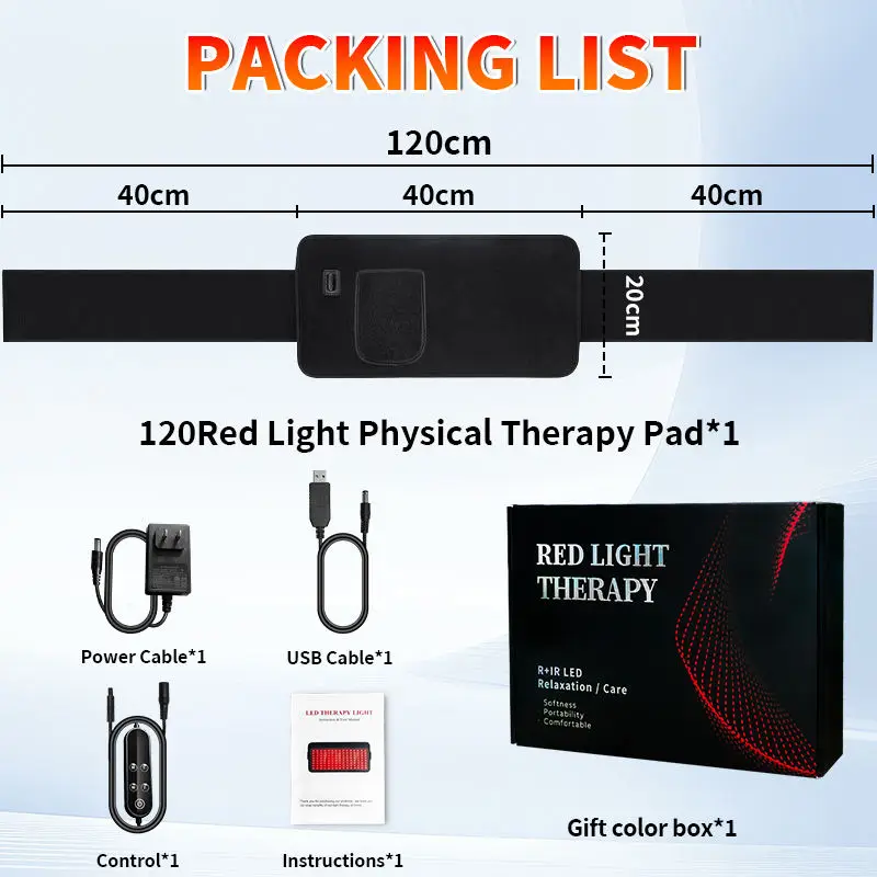 (preto) Almofada De Cintura Para Terapia Com Luz Vermelha Led De 660/850 Nm Com Iluminação Periférica