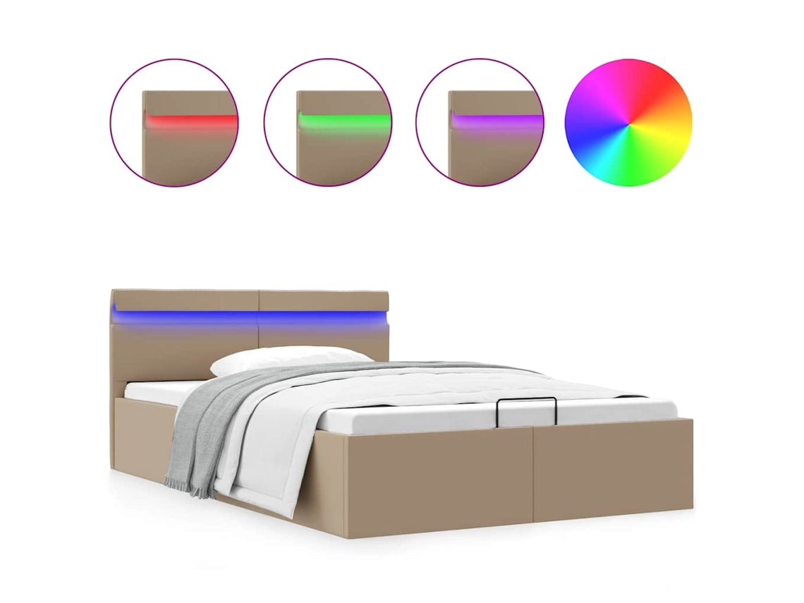Bed Frame, Bed Frames Vidaxl Marrom Couro Artificial (140 X 200 Cm)