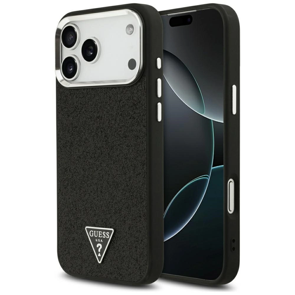 Capa Guess Magsafe Com Logotipo Triangular E Glitter Para Iphone 17 Pro Max Elegante