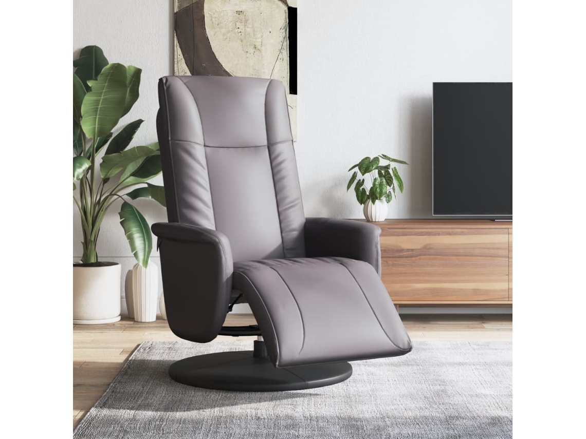 Vidaxl Cadeira Reclinável Com Apoio De Pés Couro Artificial Cinzento