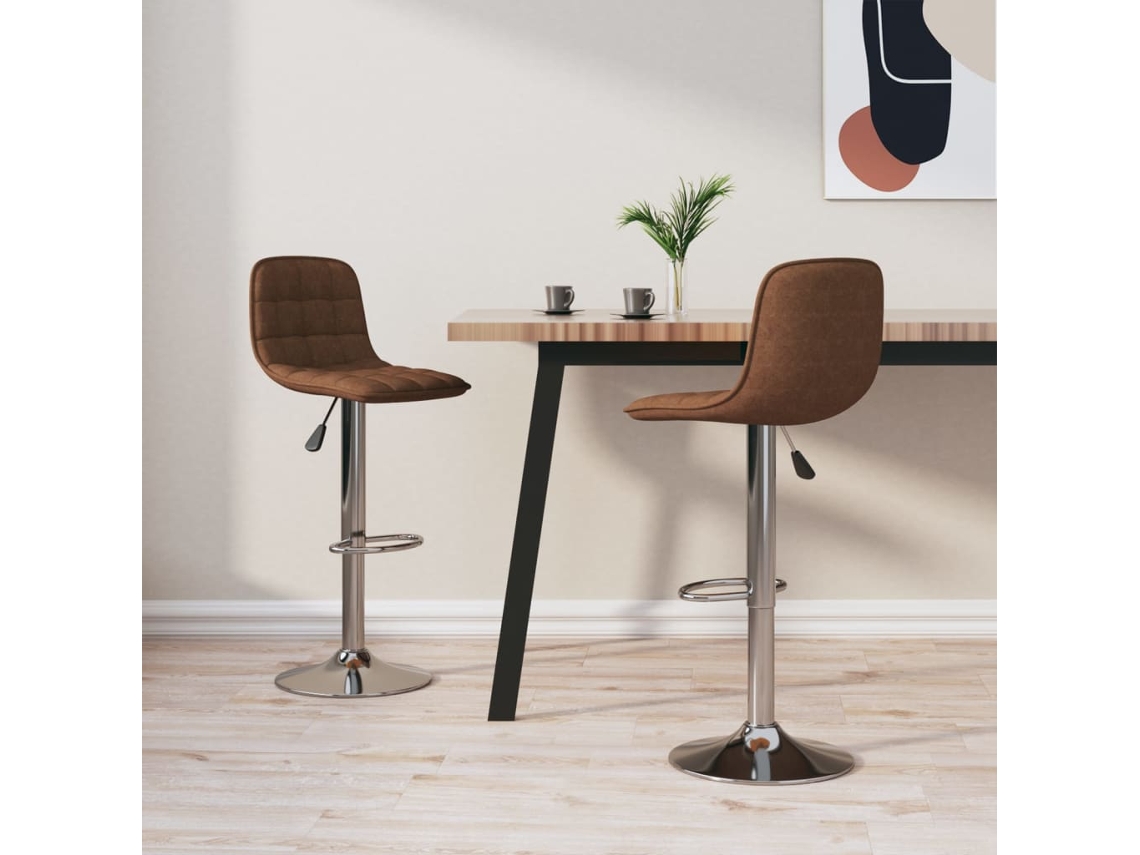 Vidaxl Bancos De Bar 2 Pcs Tecido Castanho