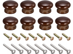 Conjunto de 8 Puxadores Redondos de Madeira para Gavetas 33x23mm com Parafusos CHABERLU
