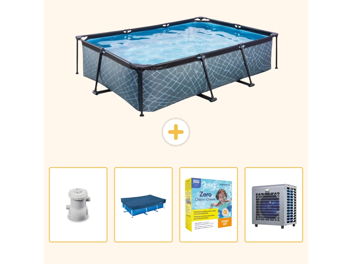 Exit-toys Piscina Exit Retangular - Efeito Pedra - 300x200x65 Cm - 5-peças S258