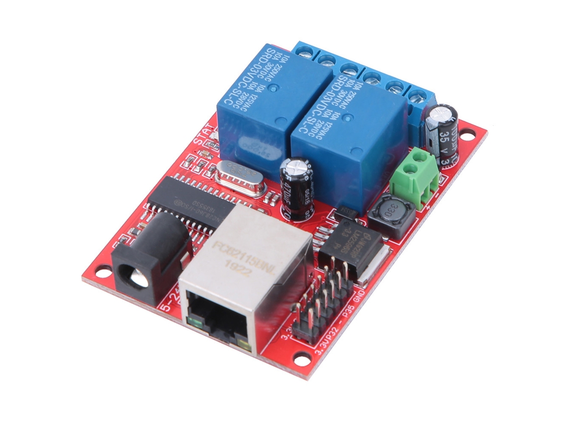 Placa de relé bidirecional de alta qualidade, módulo controlador Ethernet LAN com interruptor de atraso DC5V 24V