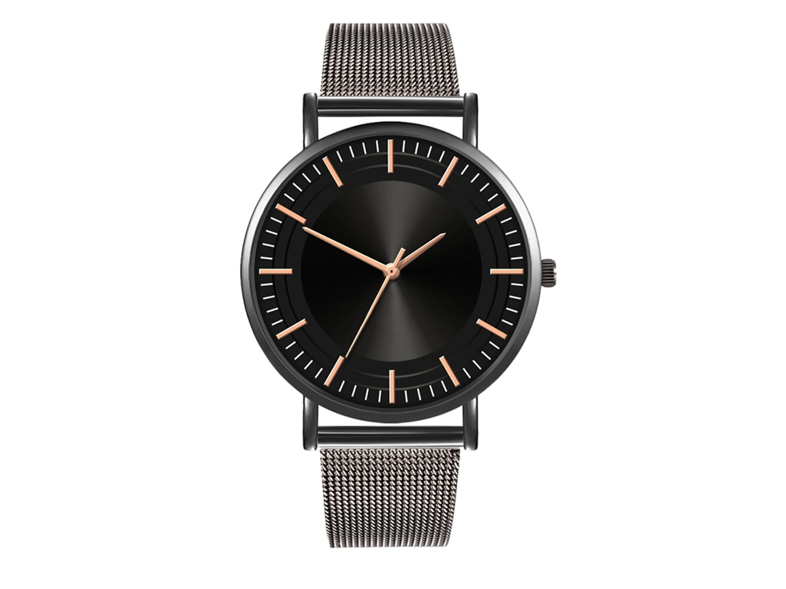 Reloj De Moda Para Parejas Con Correa De Malla Dial Redondo Cuarzo Unisex