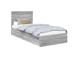 Cama com Armazenamento Cinza Sonoma 90x200 cm MAISON EXCLUSIVE
