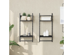 Vidaxl Unidade 2 Prateleiras Parede Com Barras 2 Pcs 30x25x65 Cm Preto