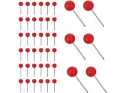 Tachinhas de Cortiça Vermelha Mobestech, Tachinhas de Plástico Com Pequena Cabeça Redonda Para Mapas e Quadros