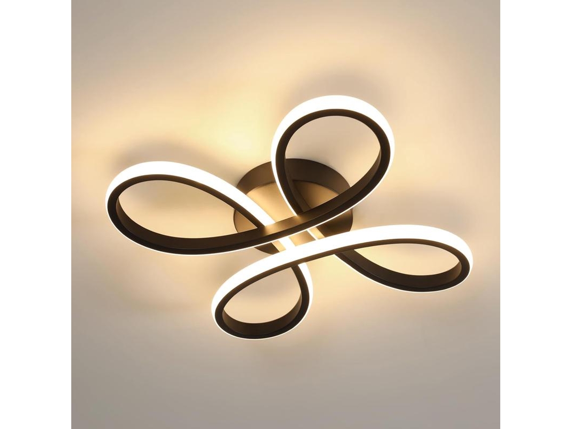 Luminária De Teto Led Preta Moderna Com Luz Quente Para Sala E Quarto