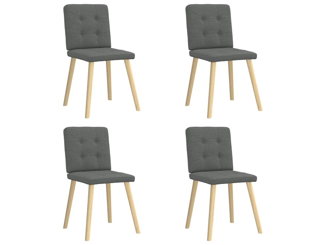 Vidaxl Cadeiras De Jantar 4 Pcs Tecido Cinzento-escuro