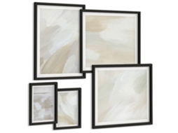 Quadros Decorativos Para Parede Ondas Abstratas Em Bege Moldura Preta Imagens Para Um Quarto Infantil Espelharte (conjunto De 5 Imagens)