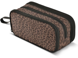 Animal Case 3 Compartment Bag Large Pouch Holder Box Storage Bag Leopard Print Pattern Peil School