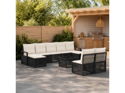 Vidaxl Conjunto De Sofá De Jardim 10 Unid. Preto Vime Pe