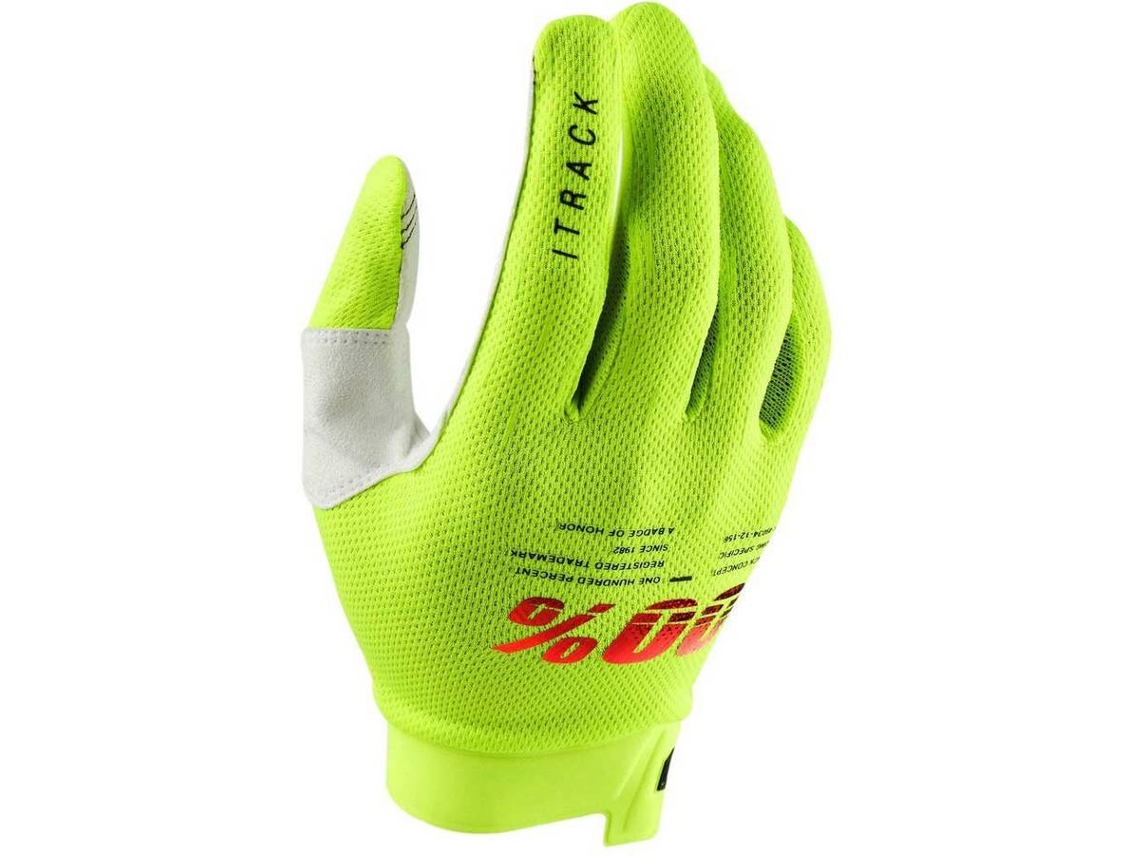 Luvas para Homem 100PERCENT Itrack Amarelo para Ciclismo (M)