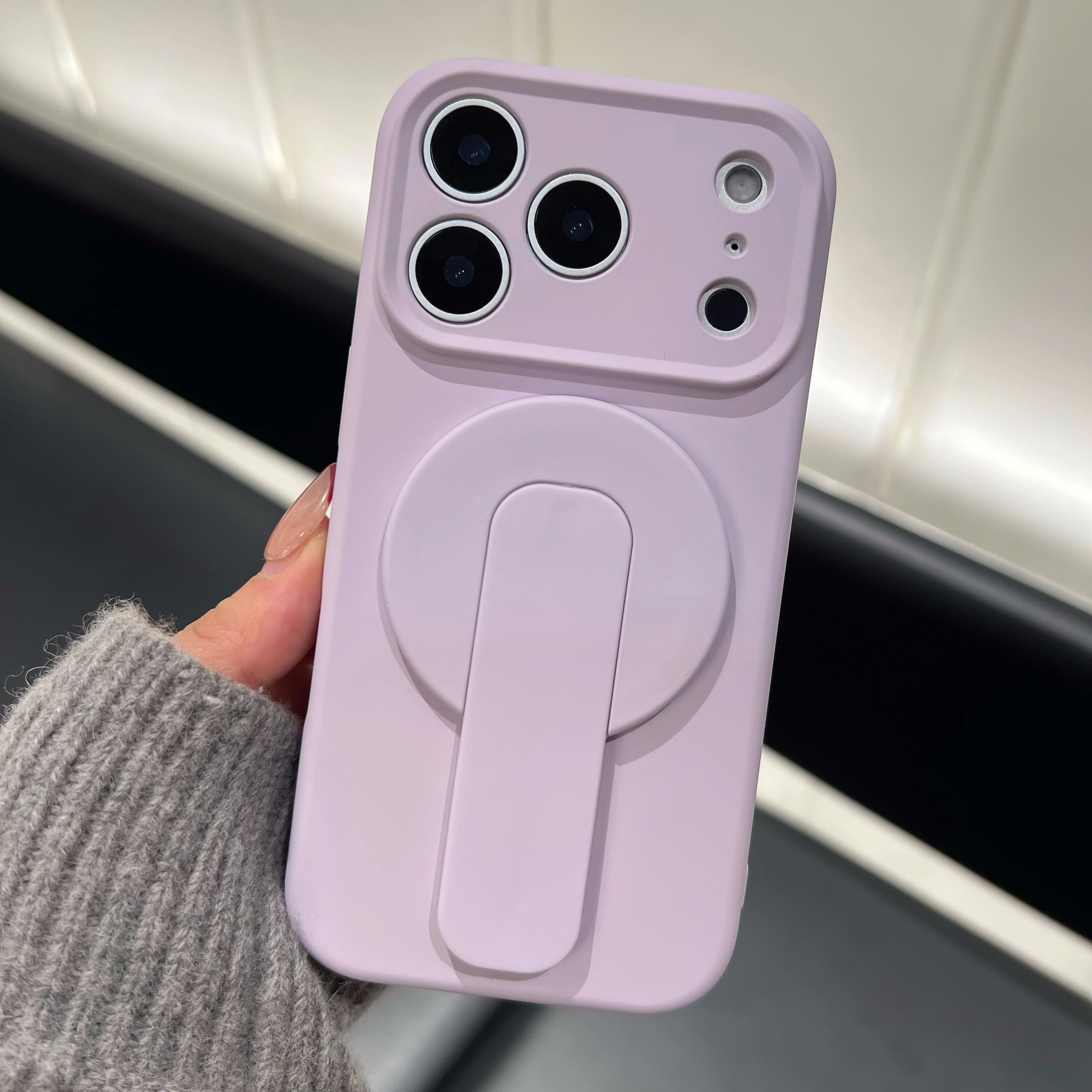 Capa Protetora Magnética 2 Em 1 De Silicone Líquido Antiderrapante Para Iphone 12 Pro Max (roxa).