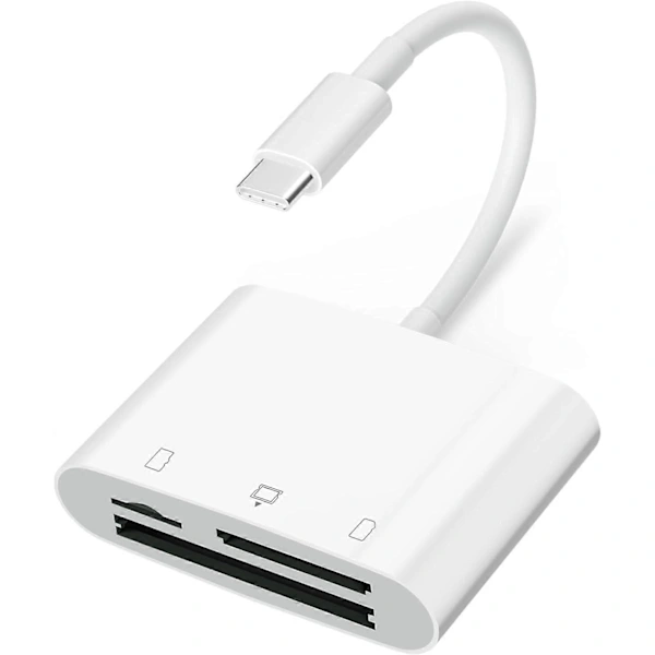 Leitor de Cartão Usb c para Câmeras, Leitor de Cartão de Memória Sd/tf/cf 3 em 1 AQUAFORGE