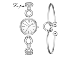 Relógio de Pulso Feminino Minimalista Quartzo com Pulseira de Liga Prata Branco Lvpai