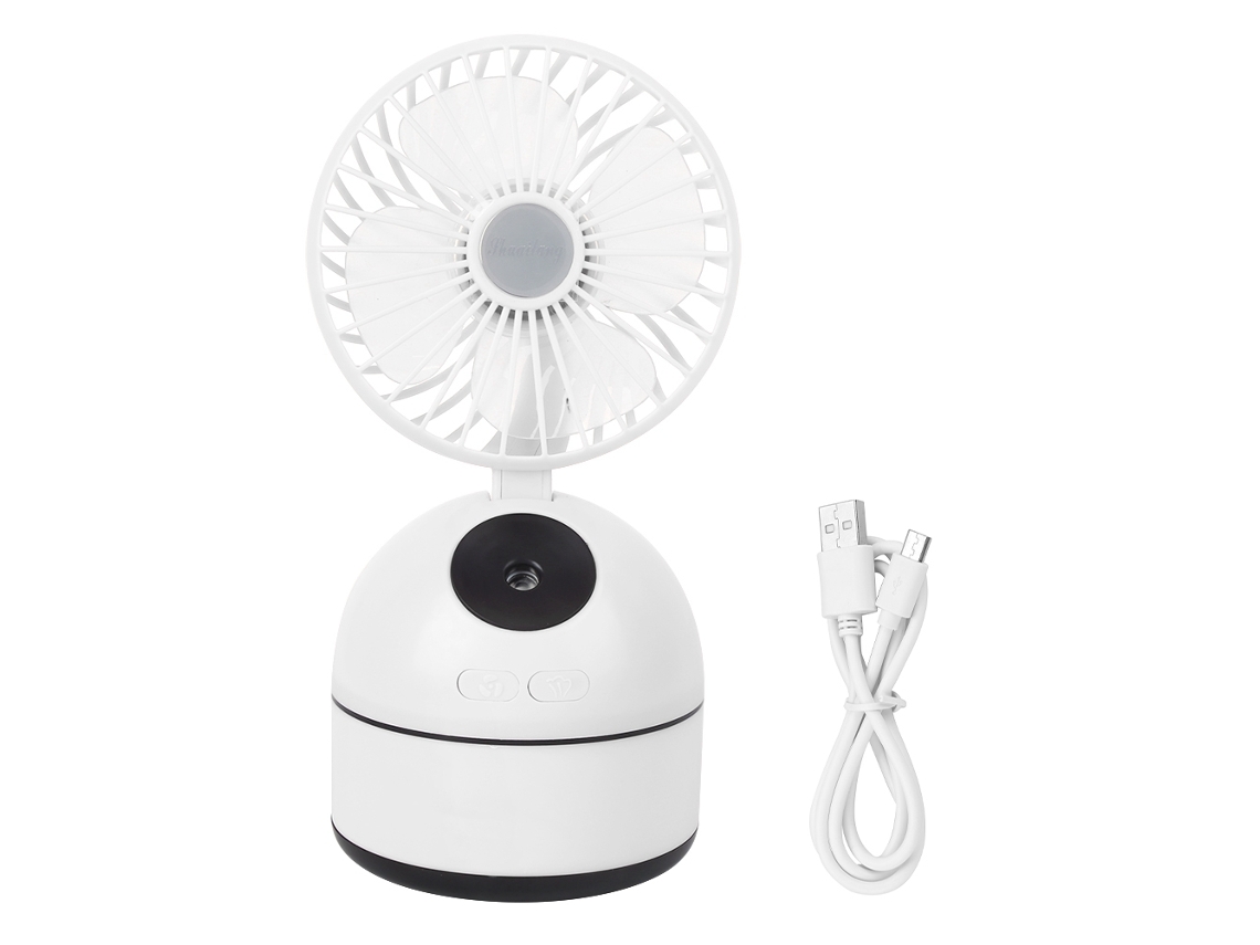 Ventilador Usb Carregável Mini Desktop Branco com Humidificação