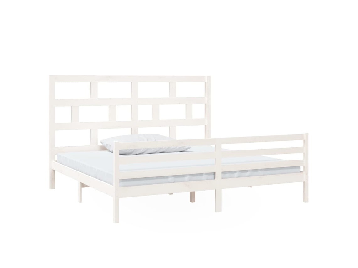 Estrutura de Cama 200x200 cm em Madeira de Pinho Maciça Branca MAISON EXCLUSIVE