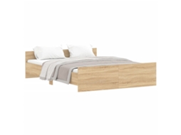 Bed Frame, Bed Frames Vidaxl Marrom Madeira Processada (150 X 200 Cm)