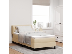 Cama Box Spring Com Colchão Creme 90x190 Cm Em Tecido