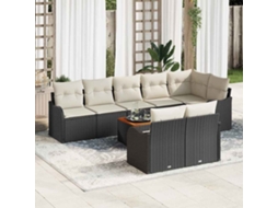Vidaxl Conjunto De Sofá De Jardim 9 Unid. Preto E Creme Vime Pe