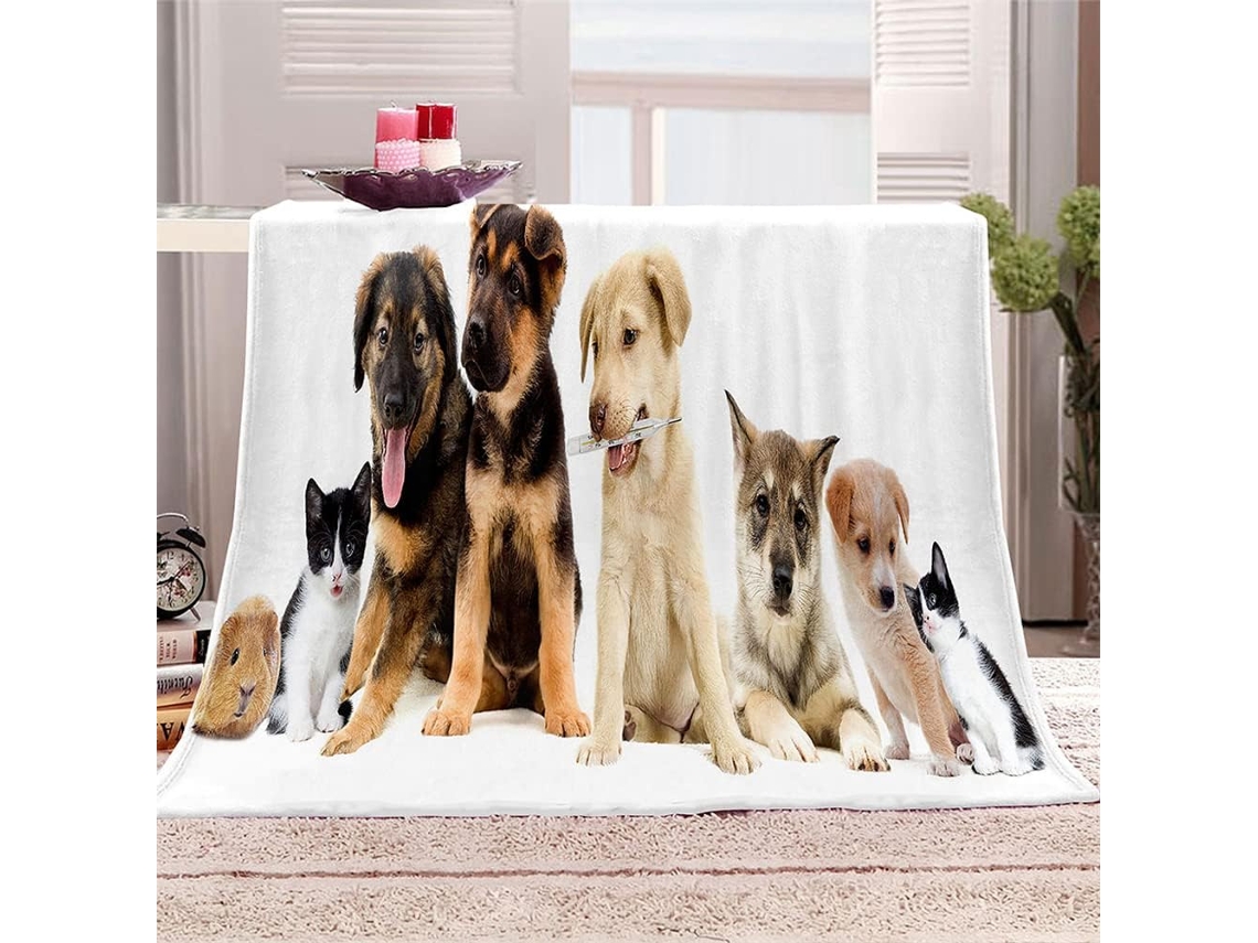 Manta de Flanela Fansu Estampa 3d Cachorro Colcha Microfibra Macia e Fofa para o Inverno Ideal Cama Ou Sofá Ad