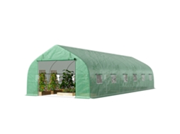 Estufa Túnel Hortaliças. 800x300x200cm, 12 Janelas, PE 140g/m², Verde, Cultivo de Plantas E