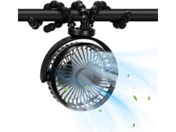 Mini Ventilador Tripé Preto 360° Autonomia 20h YANYXR