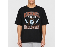 Rockinstone Halloween Movie Varsity Style Michael Black Adult T-shirt Size:s