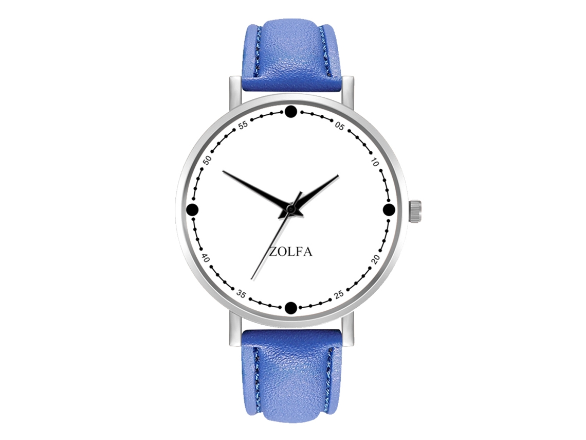 Relógio masculino de quartzo com pulseira de couro PU, mostrador redondo, design simples e moderno ZL66-YO azul