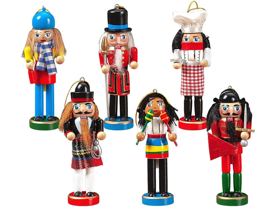 Conjunto De 6 Figuras Natalinas De Madeira
