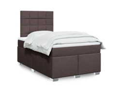 Vidaxl Cama Com Molas/colchão 120x200 Cm Tecido Castanho-escuro