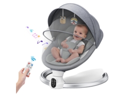 Balanço Para Bebê, Ângulos Ajustáveis, Recurso De Música Bluetooth, Cinza Claro