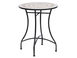 Mesa Mosaico Laranja/branco Ø6x71cm, Aço/cerâmica.-gx